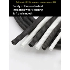 1 / 2 / 4 / 5Meter Nhựa Silicon Bện Ống Sợi Thủy Tinh Đường Kính 1-25mm 200°C Ống cáp cách nhiệt bằng sợi thủy tinh chống cháy Bảo vệ ống