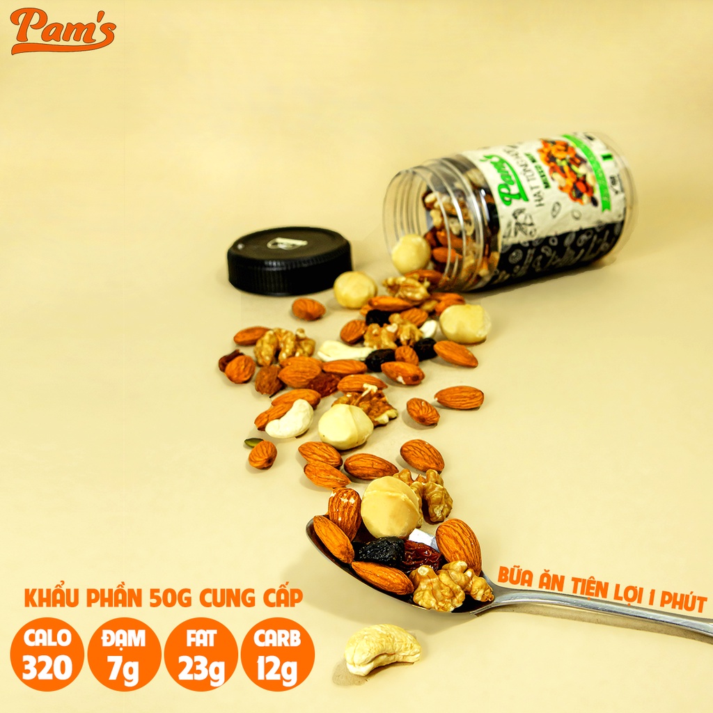 Hạt Dinh Dưỡng Mix 6 Loại Pams 540g - Granola Siêu Hạt Có Macca, Ngũ cốc Ăn Kiêng Giảm Cân Nhập Khẩu