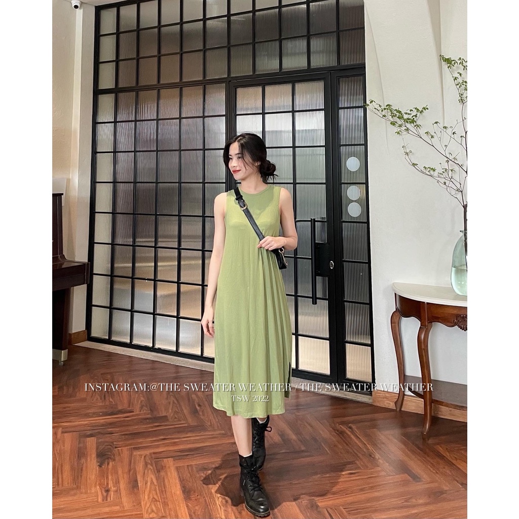 (Ảnh thật) Váy ba lỗ basic thun tăm dáng dài the.sweaterweather TSW