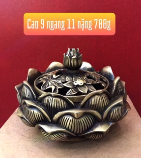 Lư xông trầm sen đốt trầm bằng đồng thờ cúng trang trí phong thủy vật phẩm trưng bày ban thờ nhà cửa quà tặng