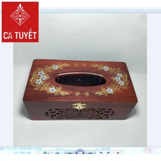 HỘP ĐỰNG GIẤY ĂN BẰNG GỖ HƯƠNG HOA VĂN PHONG THỦY LOẠI ĐẸP - ẢNH THẬT