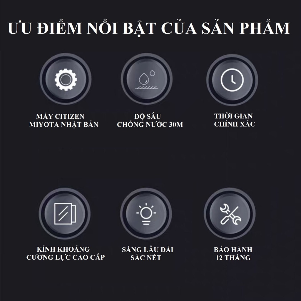 Mô tả Đồng hồ nam cao cấp DIZIZID chính hãng chống nước chạy Full kim và lịch ngày Dạ quang trong đêm DZ-A063 - 2