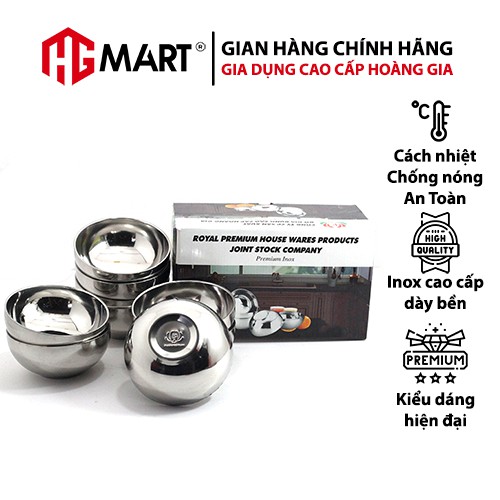 Ảnh Bộ 10 Bát Trơn Inox cách nhiệt chống nóng thương hiệu Hoàng Gia 4