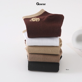 Set 5 đôi tất nữ cổ ngắn hoạ tiết hình gấu GOMTAT, vớ nữ ngắn cổ êm chân, thấm hút mồ hôi  - CB076