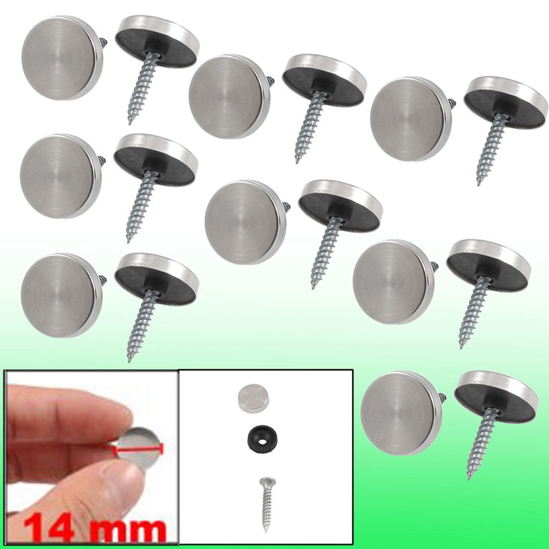 8 chiếc 14mm Dia Gương trang trí bằng thép không gỉ Nắp vít s