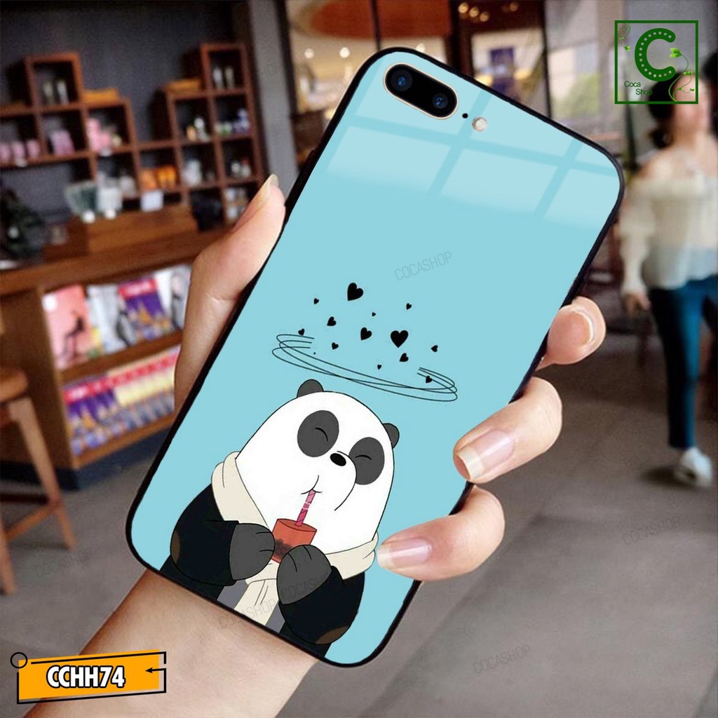 Ốp lưng iphone mặt kính siêu bền siêu đẹp - Chú Gấu đang say sưa uống trà