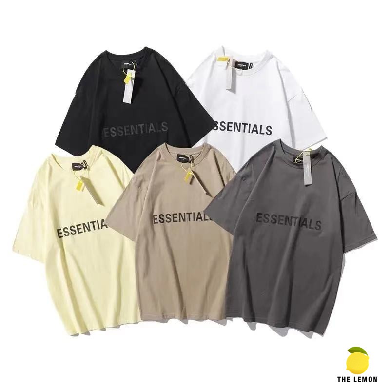 ESSENT logo Chữ Đơn Giản In Hình Áo Thun Cotton Nguyên Chất Nam Nữ Cặp Đôi