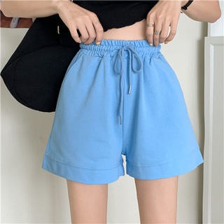 Quần short thể thao Cotton nữ màu trơn Quần short thông thường cạp cao