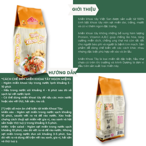Miến Khoai Tây Việt San 300g - Sợi Vàng Dai Ngon Tự Nhiên Không Chất Tẩy Trắng