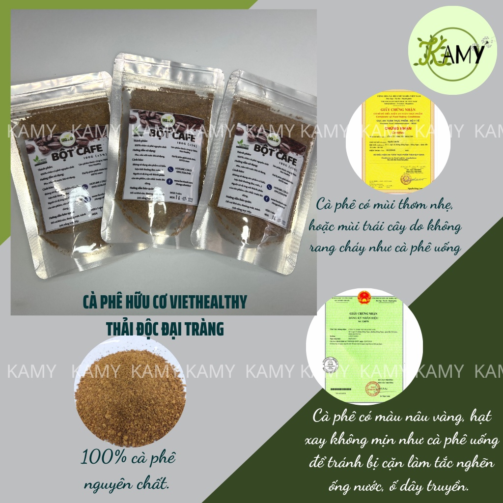 Bột cafe thải độc Enema túi 100g hỗ trợ táo bón làm đẹp da thanh lọc cơ thể