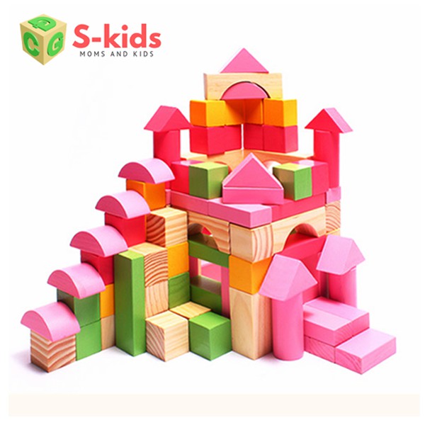 Ảnh Đồ chơi thông minh cho bé S-Kids, Bộ xếp hình khối xây dựng 100 chi tiết bằng gỗ. 2