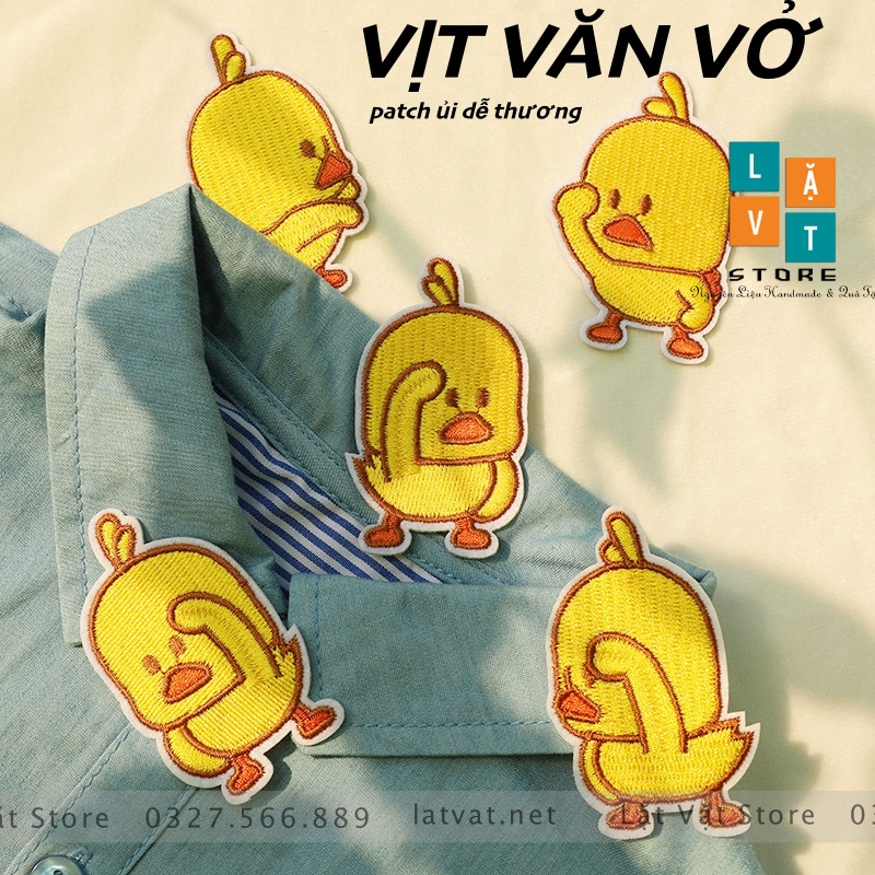 Patch ủi quần áo VỊT VĂN VỞ cực kì dễ thương, dán Vali, tủ lạnh ...
