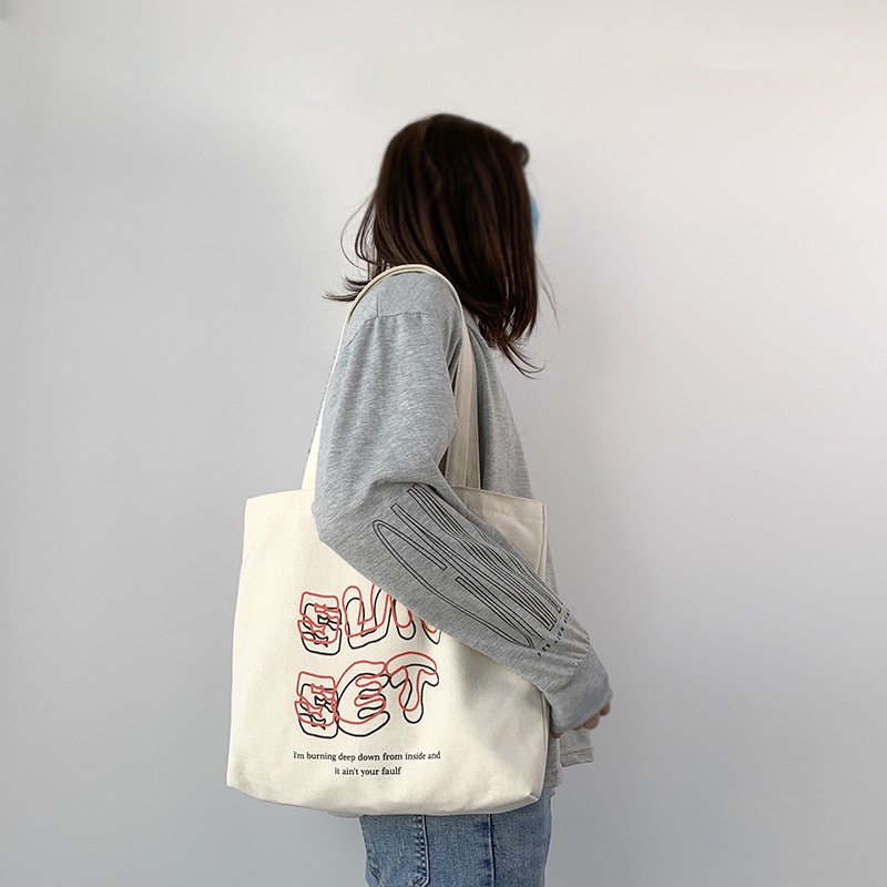 Túi vải tote canvas phong cách uzzang họa tiết chữ SUN SET T1001