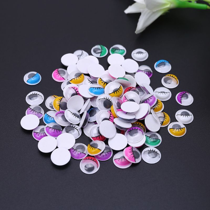 Set 100 Mắt Nhựa Tự Dính Nhiều Màu Sắc Gắn Búp Bê Gấu Bông