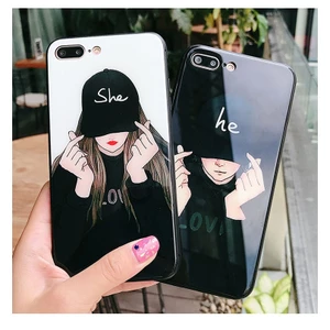 Ốp iPhone Mặt Kính Nano Dẻo - Ốp He And She
