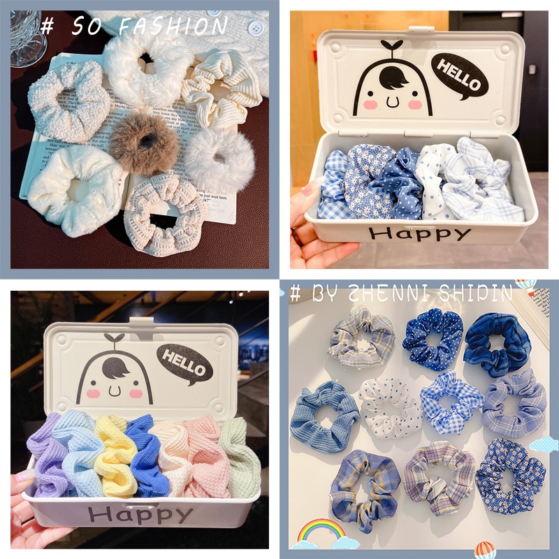 Bộ 10 Scrunchies Nhiều Màu Phong Cách Hàn Quốc, Dây Buộc Tóc Đơn Giản Cao Cấp, Phụ Kiện Dự Tiệc