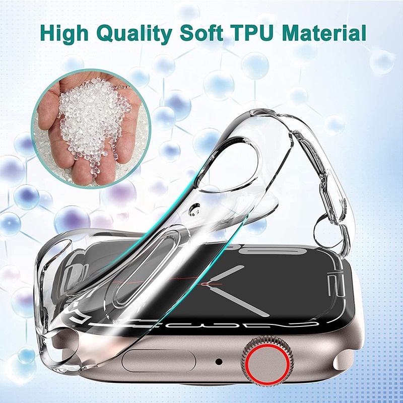 360 Cover cho Apple 46MM Horloge Case 10 9 8 7 6 Se 5 4 3 41Mm 45Mm 42Mm 38mm Mềm Trong Suốt Bảo Vệ Màn Hình Tpu Cho iwatch Ultra 7 6 5 4 3 44Mm 40Mm