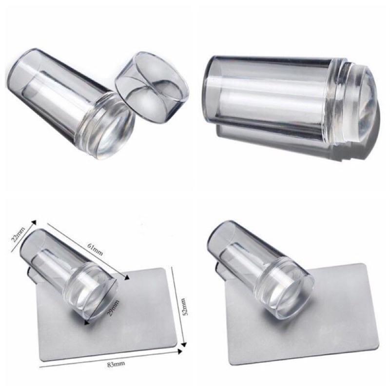 Con dấu in móng tay - đầu in nail silicone tạo phen đầu móng loại 1 trong suốt, chất mềm chuyên dụng(tặng kèm tấm gạt)