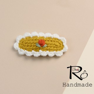 Kẹp tóc viền hoa đẹp cho nữ và bé gái 6.5cm |Cặp tóc len Hàn Quốc xinh xắn |Shop Rô Handmade