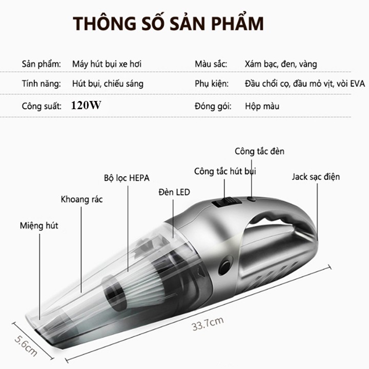 Máy hút bụi mini R.6052 USB 120W công suất lớn lực hút khỏe