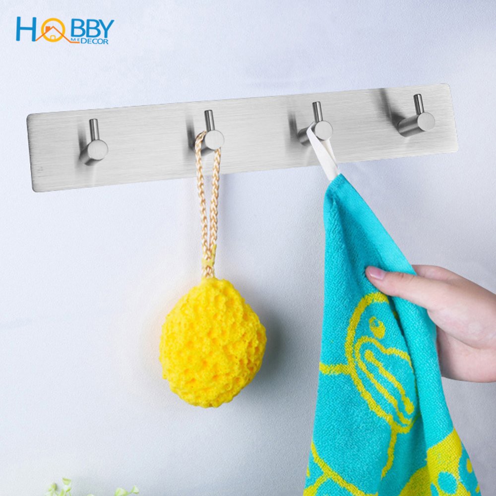 Thanh treo quần áo dán tường 4 chấu inox 304 HOBBY home decor 4TV160