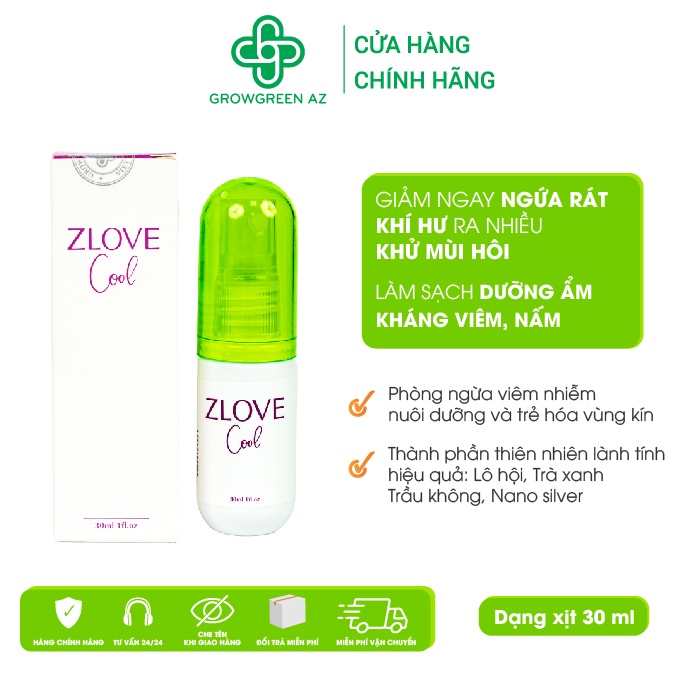 Ảnh ZLVC-Dung Dịch Vệ Sinh Phụ Nữ Zlove Cool Giảm Ngứa Rát, Viêm Nhiễm Phụ Khoa Dạng Xịt - GrowGreenAZ 1