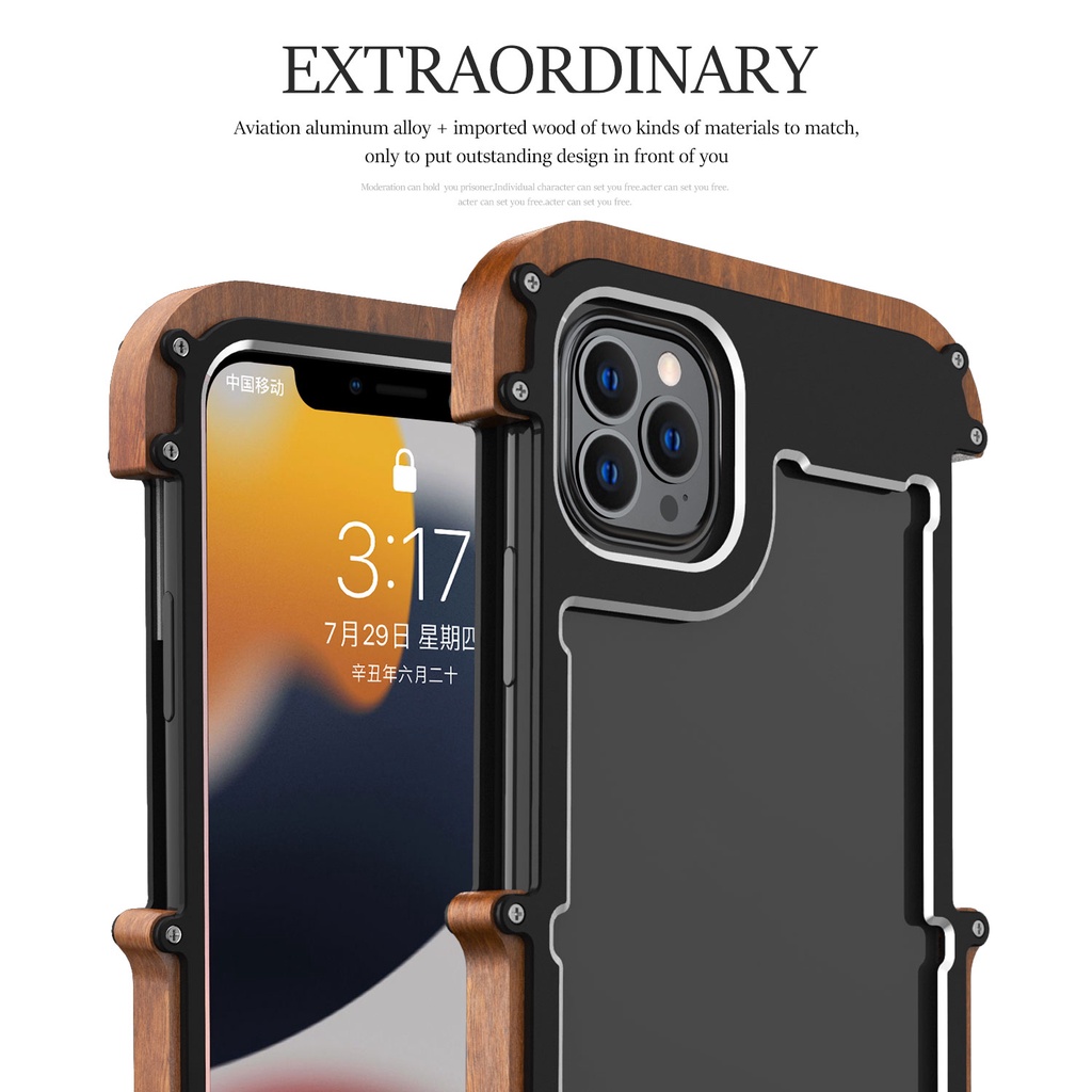 Gỗ Khung Carbon Kim Loại Dành Cho iPhone 16 15 14 13 Pro MAX 12 Mini Nhôm Ốp Lưng Chống Sốc Giáp Bảo Vệ Vỏ Điện Thoại 14 Plus