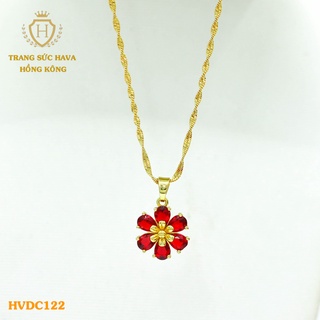 Dây Chuyền Nữ Mặt Cỏ 6 Lá, Vòng Cổ Đính Đá Xi Mạ Vàng Non 24k Cao Cấp - Trang Sức Hava Hong Kong