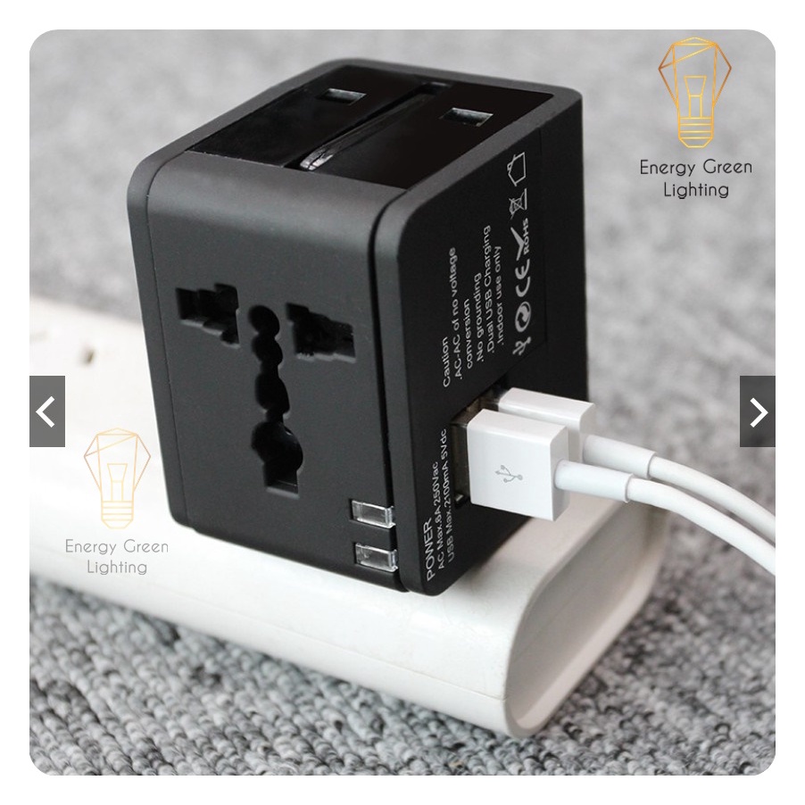 Ảnh Ổ cắm điện Energy Green Lighting quốc tế du lịch đa năng OC-122 2 cổng USB Travel AC Adapter 4