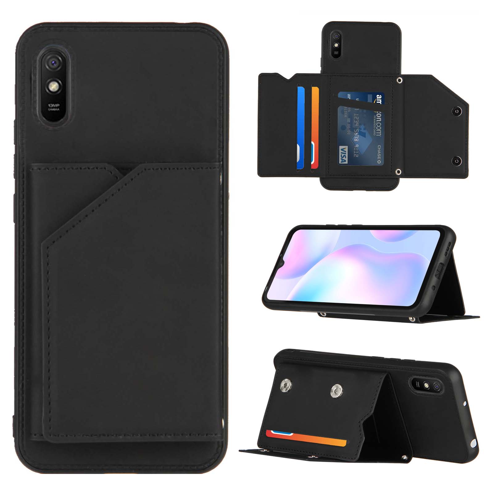 Bao Da Điện Thoại Mềm Màu Trơn Có Ngăn Đựng Thẻ Cho iPhone 14 13 pro max 13 Mini