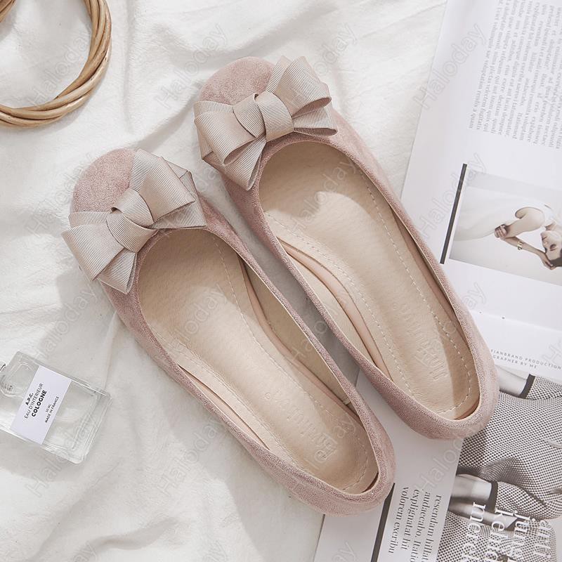 Size lớn 31-44✨2021 Nông Miệng Mũi Vuông Nhẹ Nhàng Giày Dạ Hội Phù Hợp Với Tất Cả Trận Đấu Bằng Cổ Tích Đậu Hà Lan Giày Nơ Nữ Đế Bằng Thoải Mái Kích Thước Lớn Túi