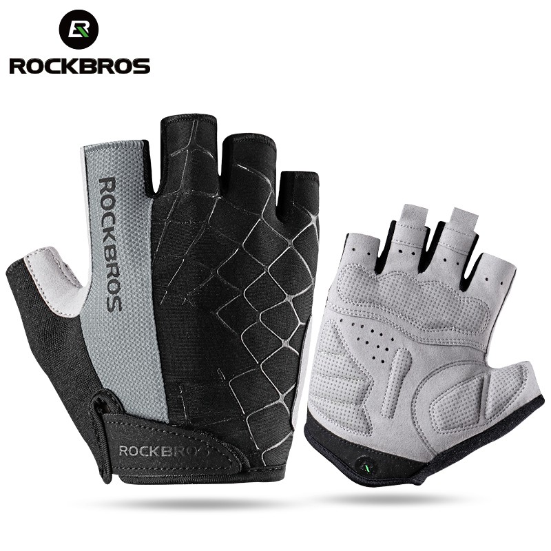 Găng tay nửa ngón đi xe đạp ROCKBROS dành cho nam và nữ ngoài trời thoáng khí chống trượt Găng tay xe đạp leo núi hấp thụ sốc