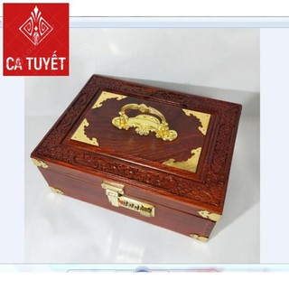 HỘP ĐỰNG TRANG SỨC, HỘP ĐỰNG CON DẤU GỖ HƯƠNG VÂN-KHÓA MÃ SỐ SIZE TO-ẢNH THẬT
