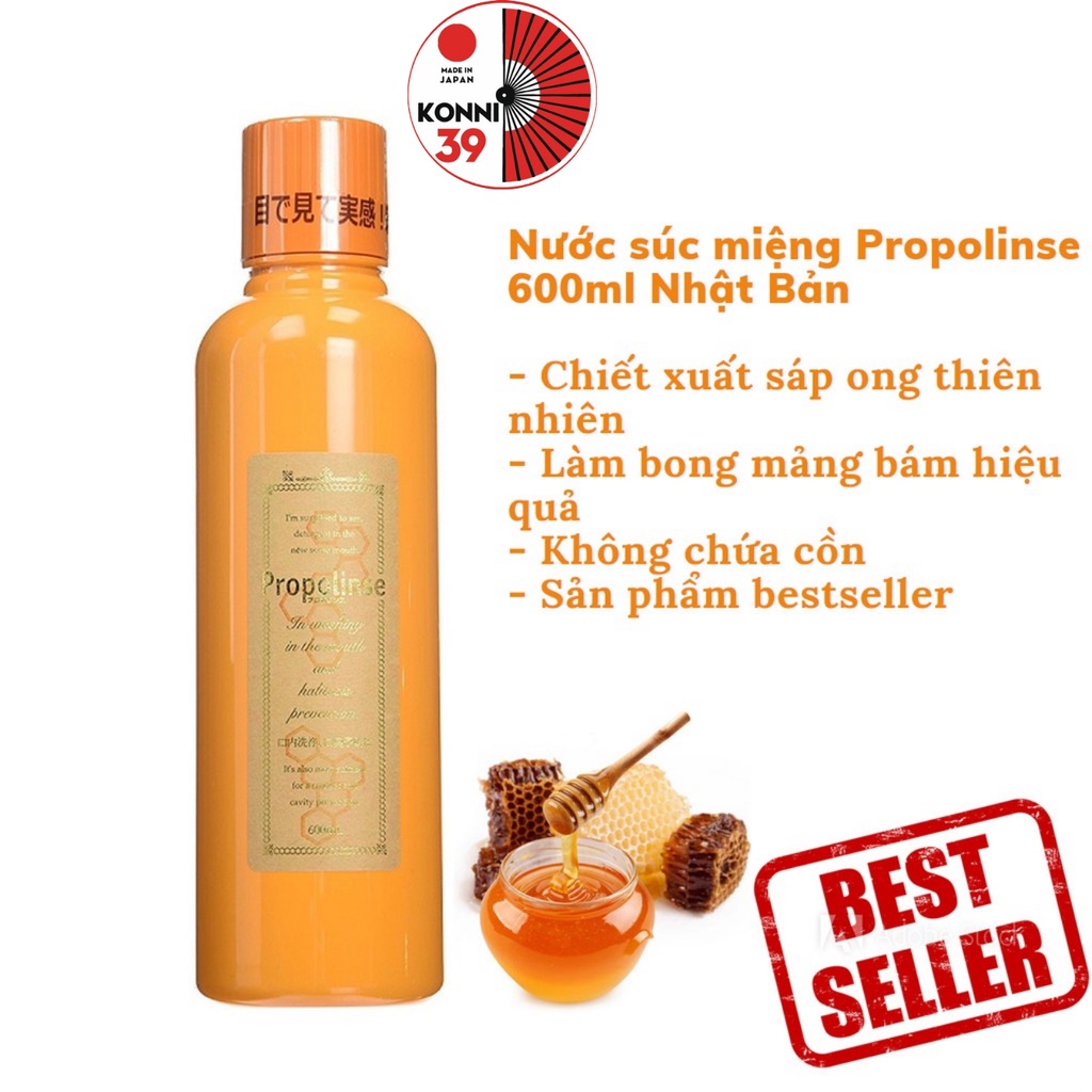 Ảnh Nước súc miệng Propolinse màu cam 600ml Nhật bản, sạch mảng bám làm thơm miệng - Bahachiha 2