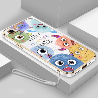 Ốp Điện Thoại TPU Silicon Mềm Mạ Điện Hình Quái Vật Nhỏ Có Dây Đeo Cho iPhone 7 8 7 plus 8 plus 6 6s 6s plus 6 plus