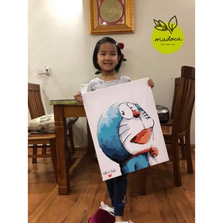 Tranh tô màu số hóa Madoca có khung 40x50cm Doraemon ngước cười T61