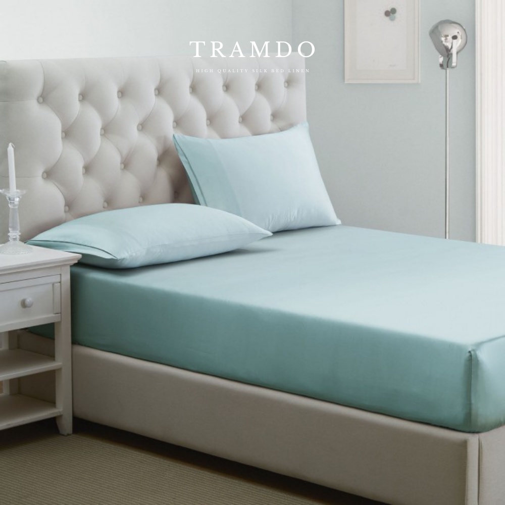 Ảnh Bộ Chăn Ga Gối Lụa Cao Cấp NITE9SILK TRAMDO BEDDING Màu Xanh Ngọc 3