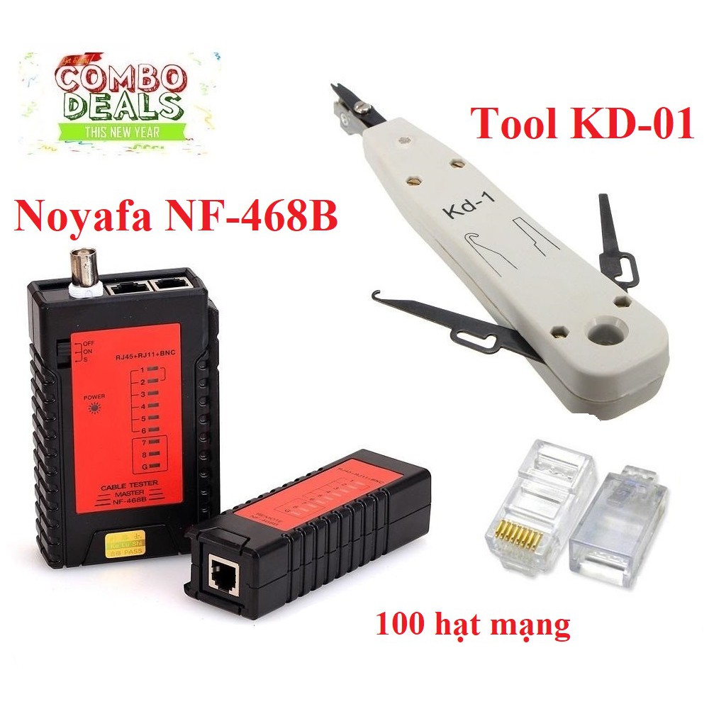 Máy kiểm tra cáp mạng đa năng Noyafa NF-468B Tặng Tool Krone và Hộp 100 ...