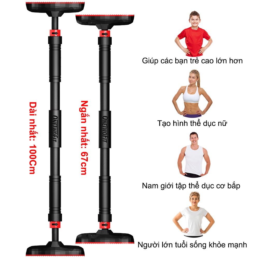Ảnh OneTwoFit Thanh xà đơn gắn cửa, xà đơn treo tường chịu lực 150kg tập thể hình Gym 2