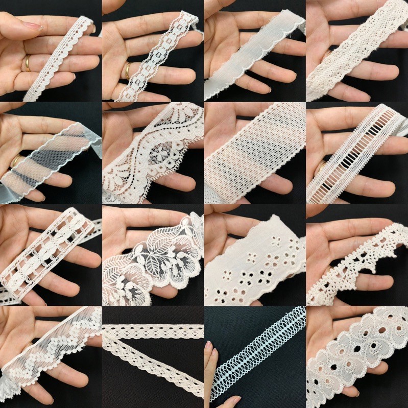 [Phụ liệu may giá rẻ]2m và 5m Ren viền trang trí quần áo,ren thun,thun ...