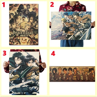 Poster giấy kraft cỡ lớn hình phim Attack On Titan dùng trang trí phòng