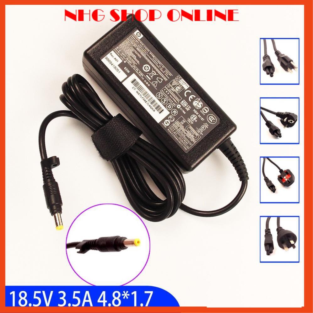 Cục sạc thay thế dùng cho laptop HP thông số 18.5V3.5 Chân vàng nhỏ