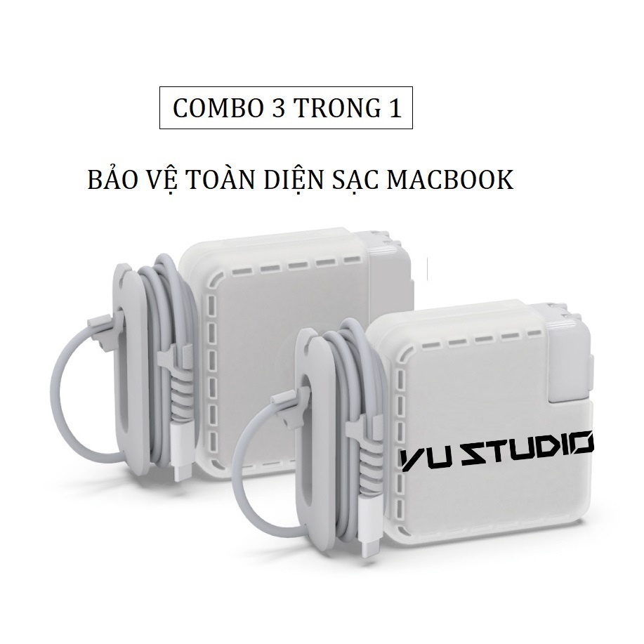 [Mã SKAMA8 giảm 8% đơn 300K] Ốp bọc bảo vệ sạc Macbook đa năng 3 trong 1 kèm bộ cuốn bảo vệ chống đứt gãy đầu dây sạc