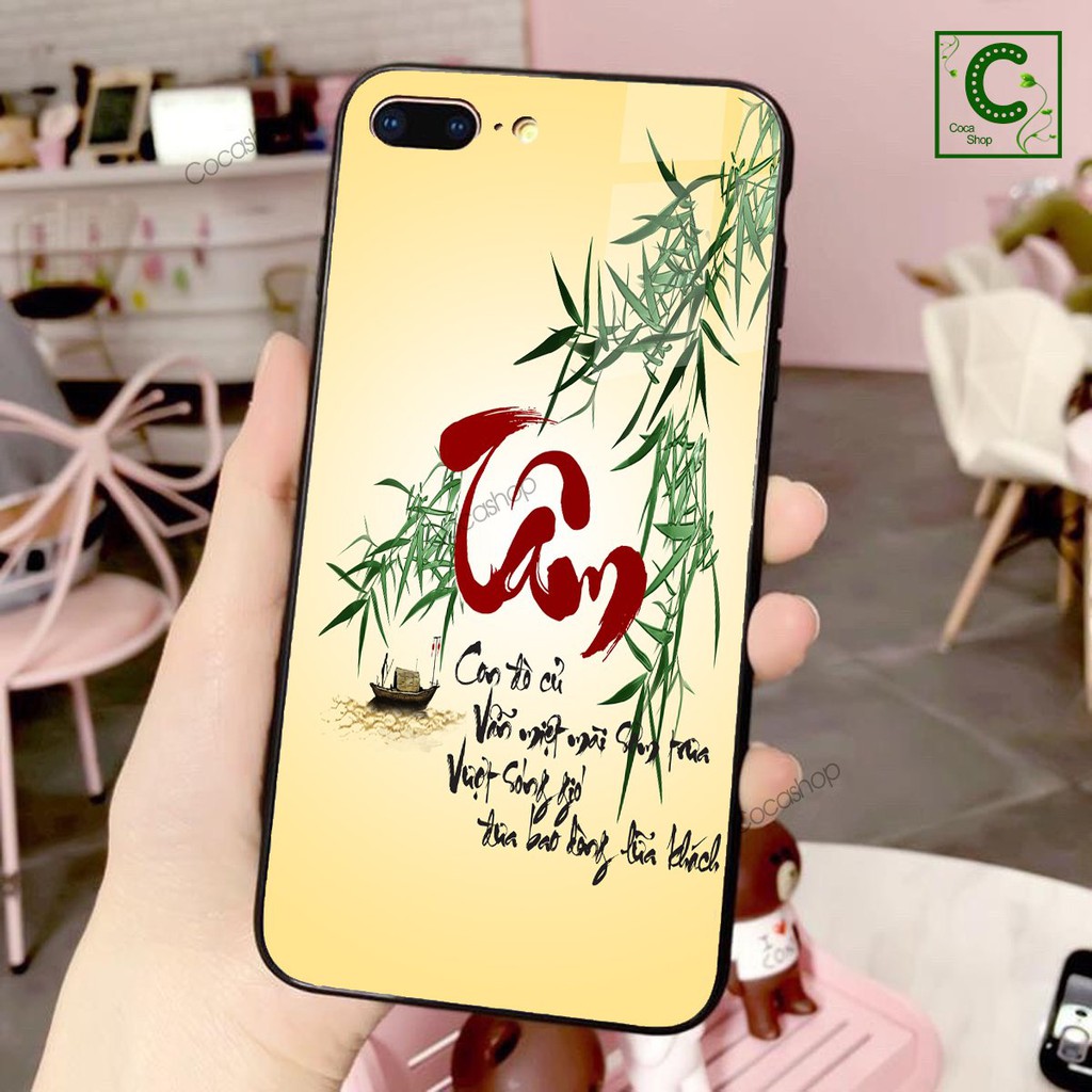 Ốp iphone in hình cực đẹp siêu bền cao cấp chống sốc - Chữ Tâm , chữ Đức
