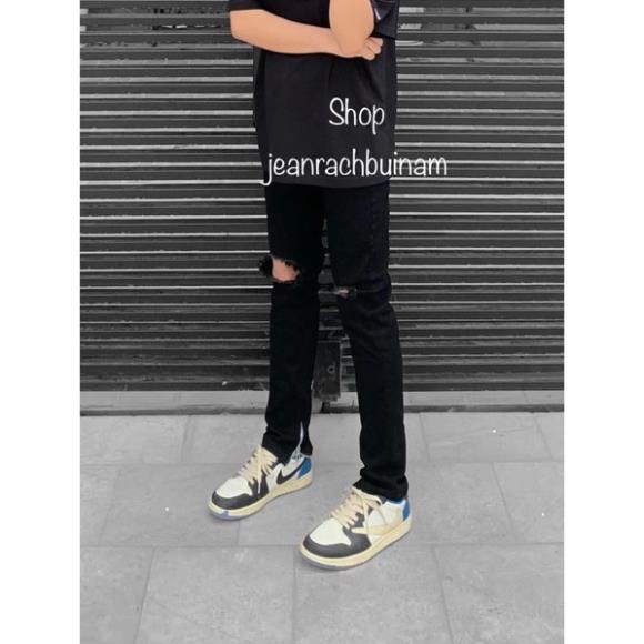[ MẪU MỚI ] Quần jean nam, quân nam ống khóa chân dáng slim fit ống ôm côn, quần jean đen rách gối to co giãn có zipper
