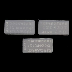 Set 3 khuôn chữ cái chữ số cỡ nhỏ bằng silicon đúc nhựa resin UV trang trí móng nghệ thuật thủ công