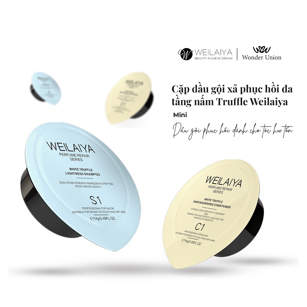 Ảnh Cặp dầu gội đầu, dầu xả tóc Weilaiya chiết xuất nấm Truffle giúp chống lão hóa và mượt tóc size du lịch 14g + 14g 3