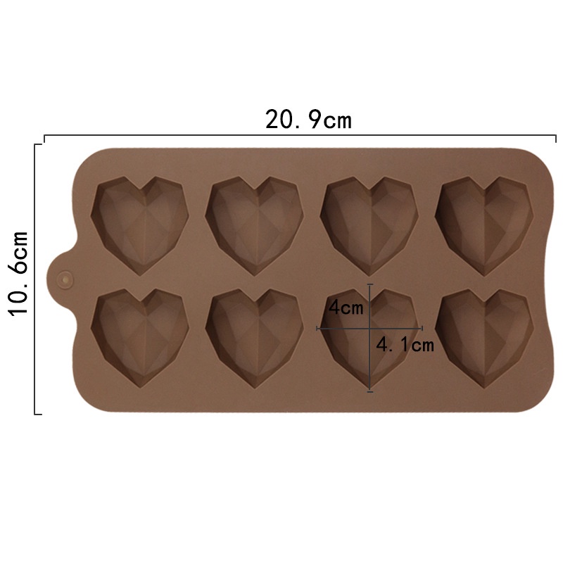 Khuôn Silicone 8/15 Ngăn Tạo Hình Trái Tim Làm Bánh