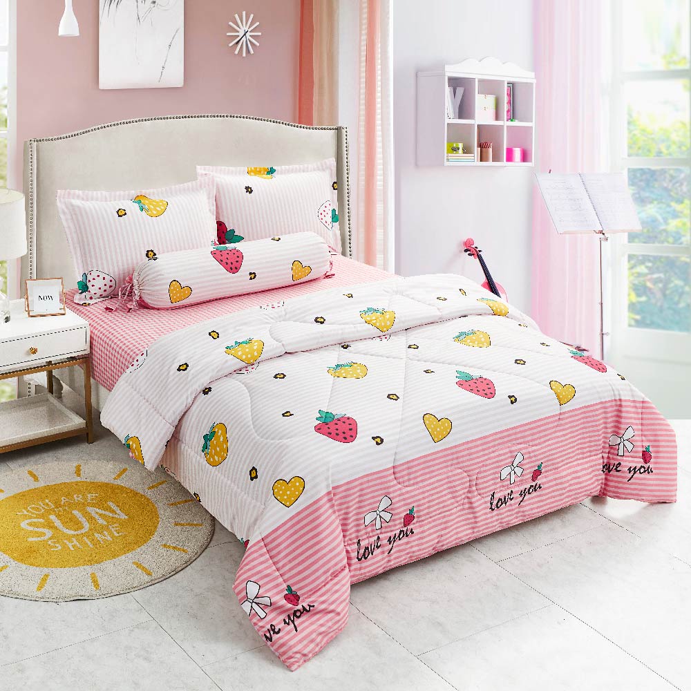 Bộ ga giường, áo gối kèm mền Stefani nhiều màu (nhiều kích cỡ) 5 món