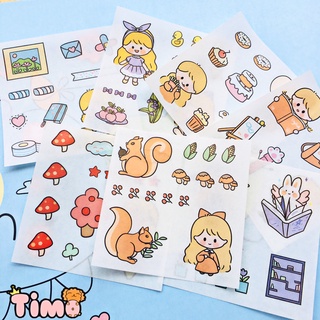 Sticker Cute Dễ Thương Ngẫu Nhiên [ 6 tấm ] Trong Set 100 Tấm Và Stickers Vintage Dán Sổ Decor Siêu Xinh ST1